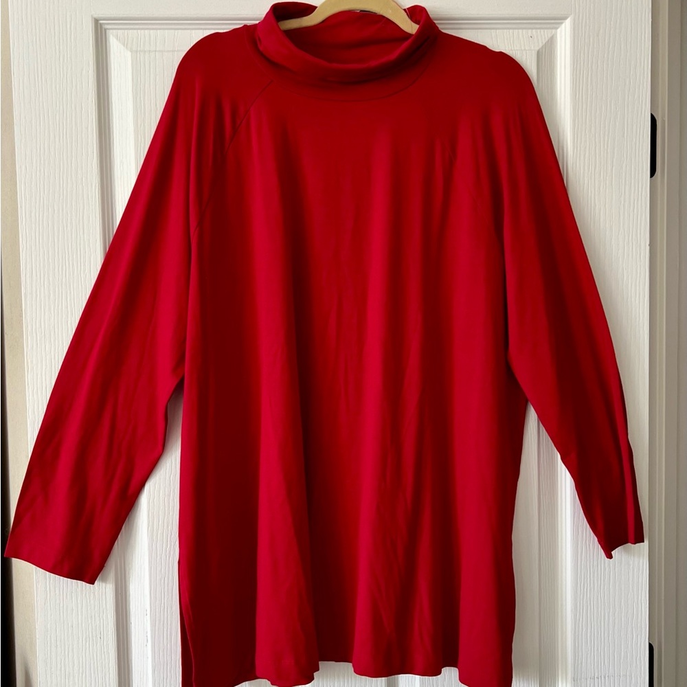 Red Turtleneck Long Sleeve Top